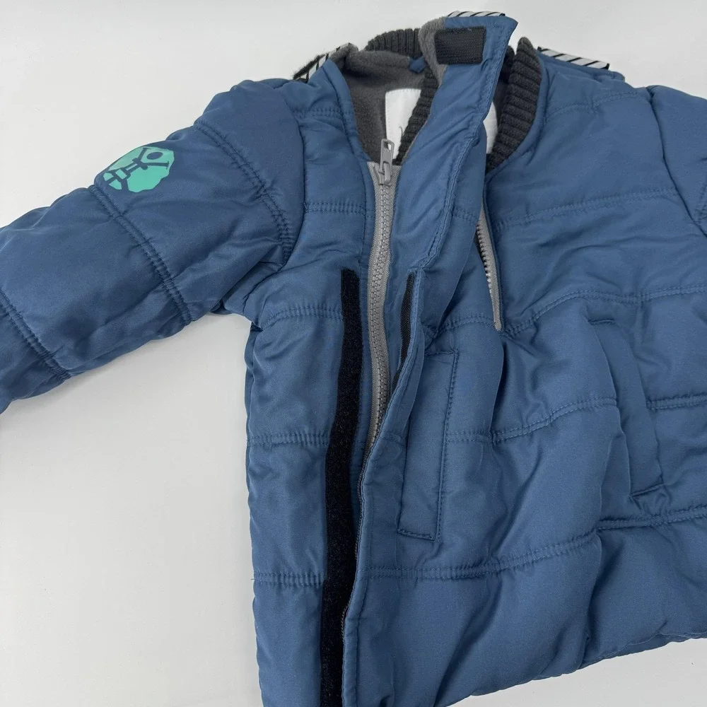 Buckle Me Baby Coats Car Seat Safe Puffer Jacket Navy Blue Fleece Lined 18M - Picture 4 of 7